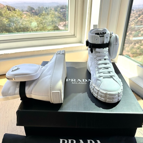 Authentic Brand new Re-nylon Prada boots blanco gabardine Calzature Donna $1,370 - Picture 6 of 10